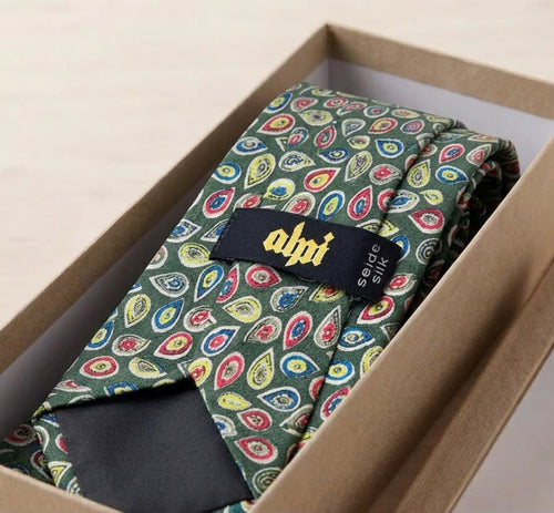 Alpi Green Multicolor Paisley Seide Silk Necktie