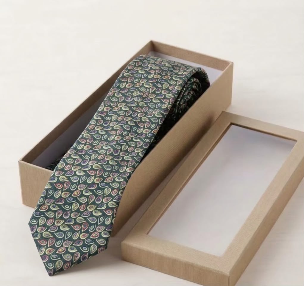 Club Room Green Textured Micro Pattern 100% Imported Silk Necktie Made in USA