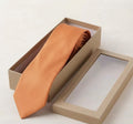 BOSS Hugo Boss Solid Orange Italian Silk Necktie 100% Silk Made in Italy