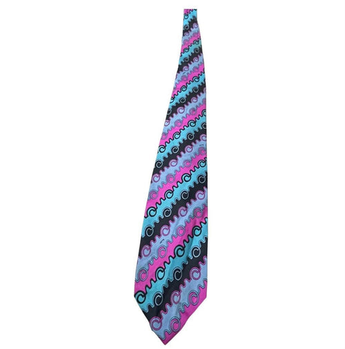 100% Pure Silk Tie with Geometric Swirl Pattern, Made in Italy