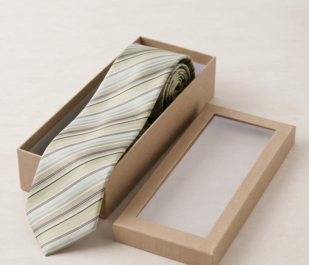 Van Graaf Beige Striped Seide Silk Necktie Made in Germany