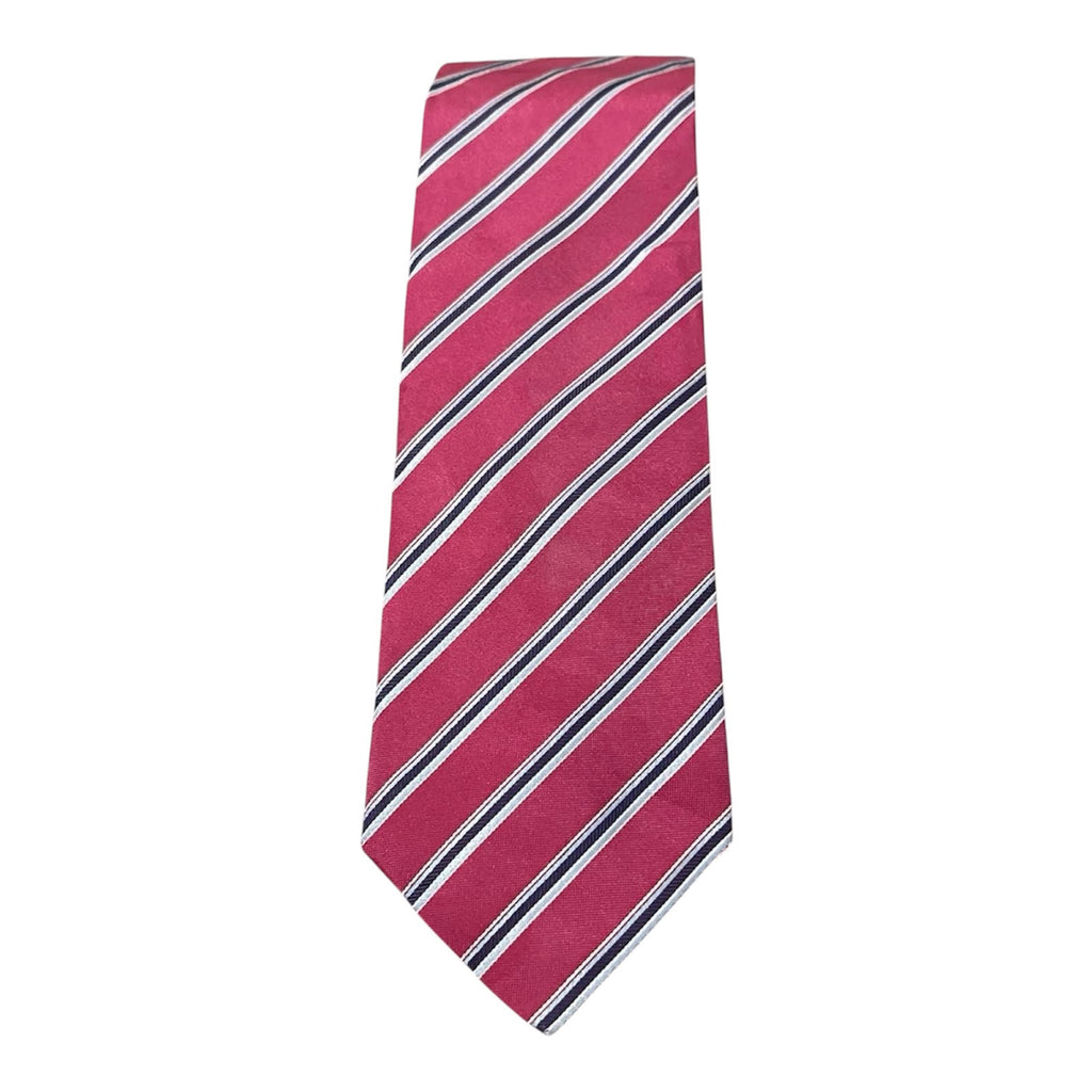 BOSS Hugo Boss Pink Striped Italian Silk Necktie 100% Silk Made in Italy